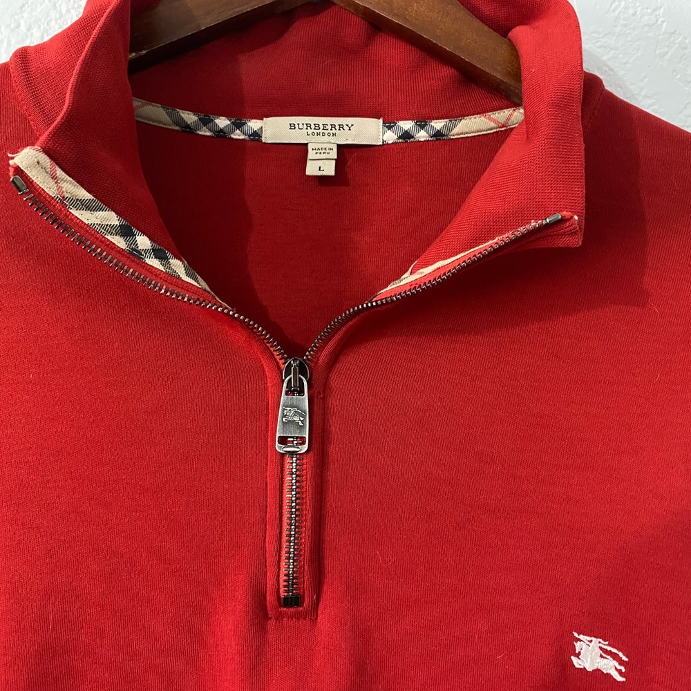 Red Burberry pullover 3/4 zip